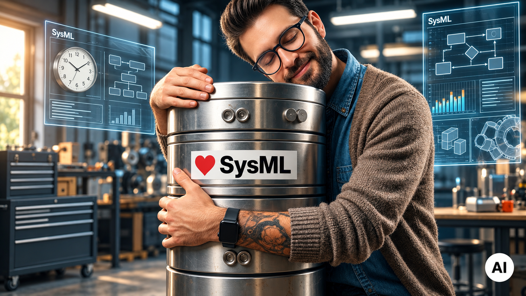 Engineer Embracing a SysML Machine-1